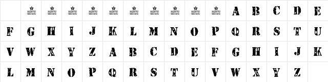 STENCILED PERSONAL USE Regular Character Map STENCILED PERSONAL USE Regular Character Map