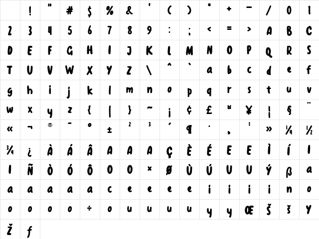 New Freshty - Demo Regular Character Map New Freshty - Demo Regular Character Map