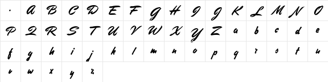 Stephens Heavy Writing Regular Character Map