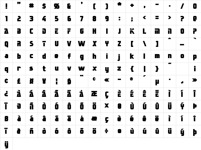 Sternbach Bold Character Map