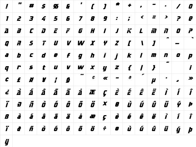 Sternbach Italic Character Map