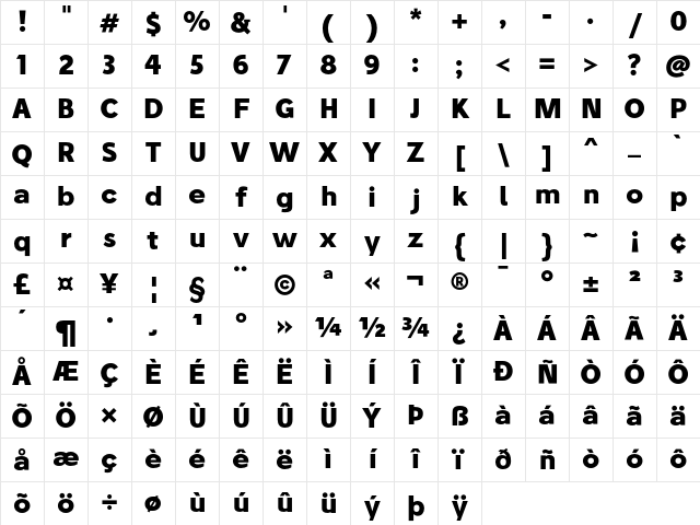 Stilu Bold Character Map