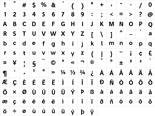 Stilu SemiBold Character Map
