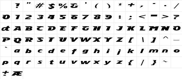 StingRay Extrabold Character Map