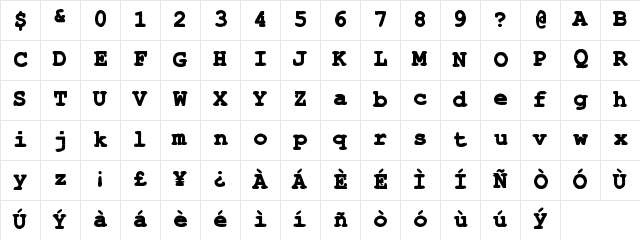 StitchyTimes Regular Character Map