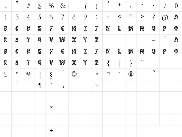 Stone Age Regular Character Map