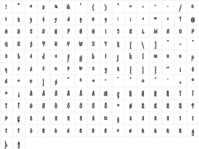 SudegnakNo2 Medium Character Map