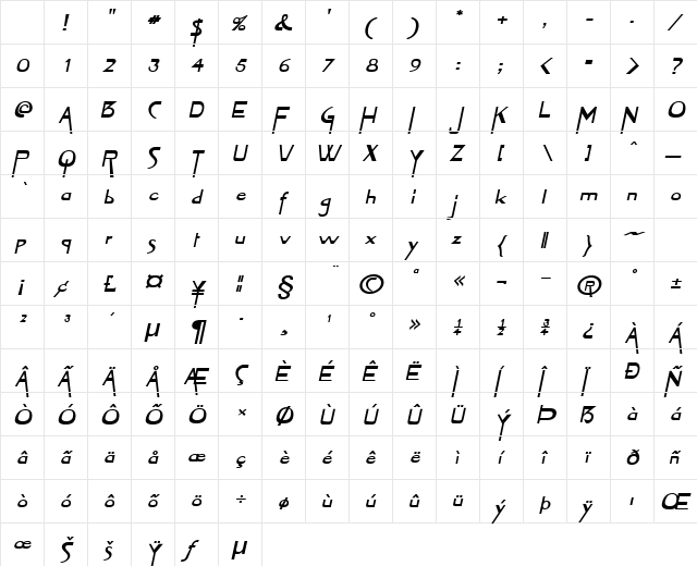 Tablet-Extended Bold Italic Character Map Tablet-Extended Bold Italic Character Map