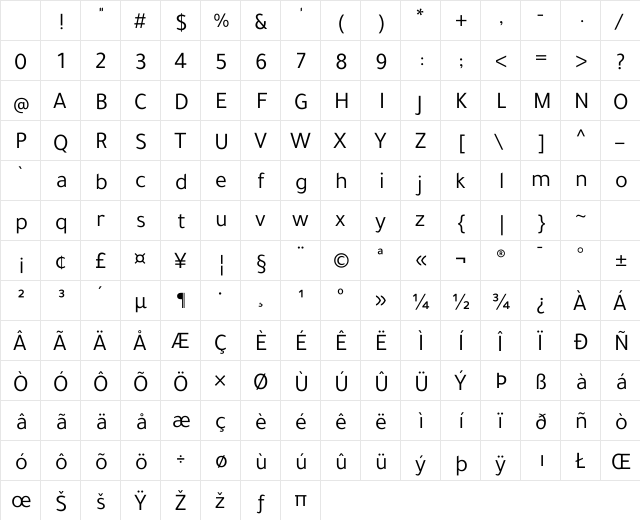 Tajawal Regular Character Map Tajawal Regular Character Map
