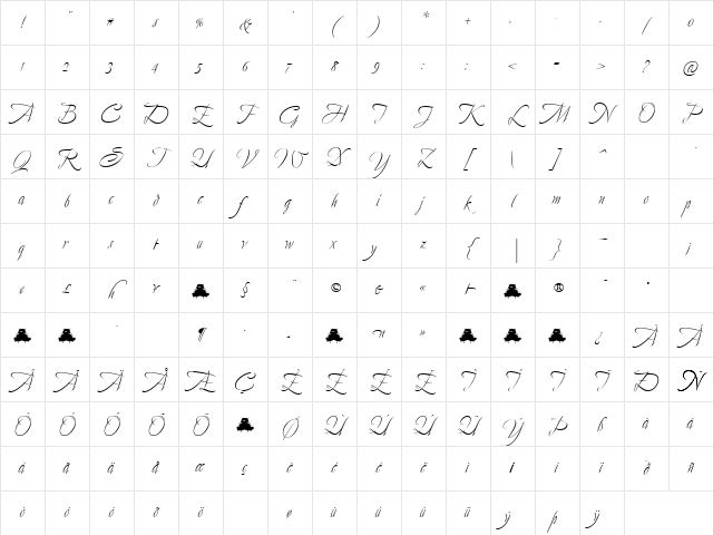 Avalon Regular Character Map