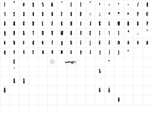 Takapiru Regular Character Map Takapiru Regular Character Map