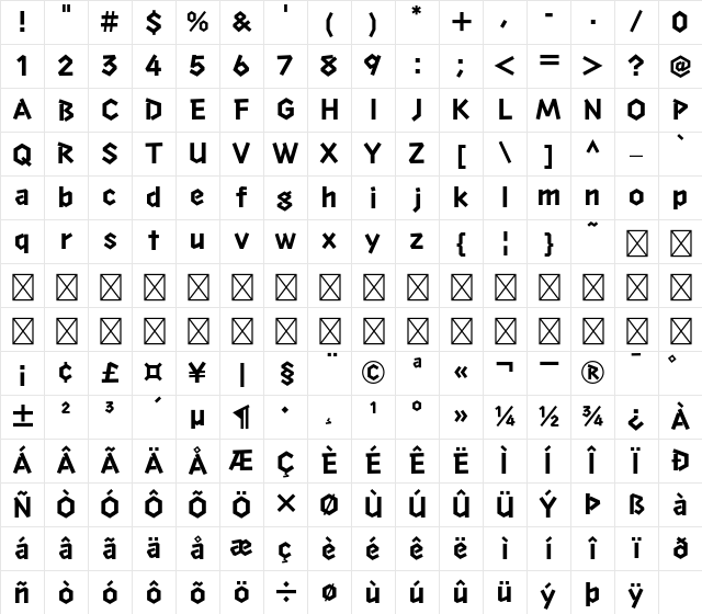 A-OTF Take Std B Character Map