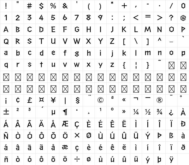 A-OTF Take Std M Character Map