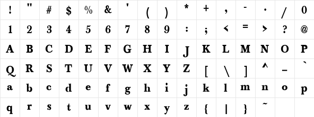 NewBaskervilleC Regular Character Map