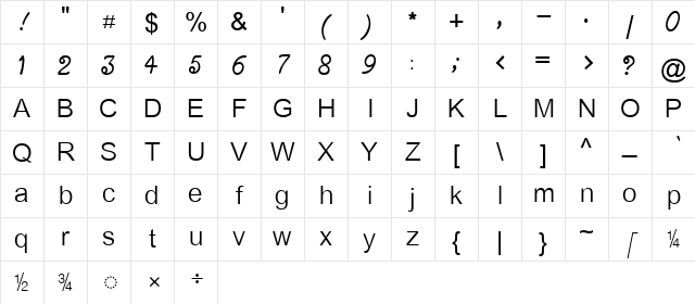 TAU_Elango_Juliee Regular Character Map