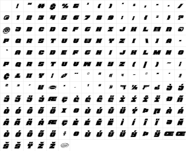 Tauro Academy Italic Character Map Tauro Academy Italic Character Map
