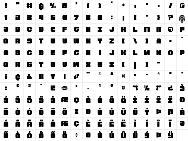 Tauro Condensed Condensed Character Map