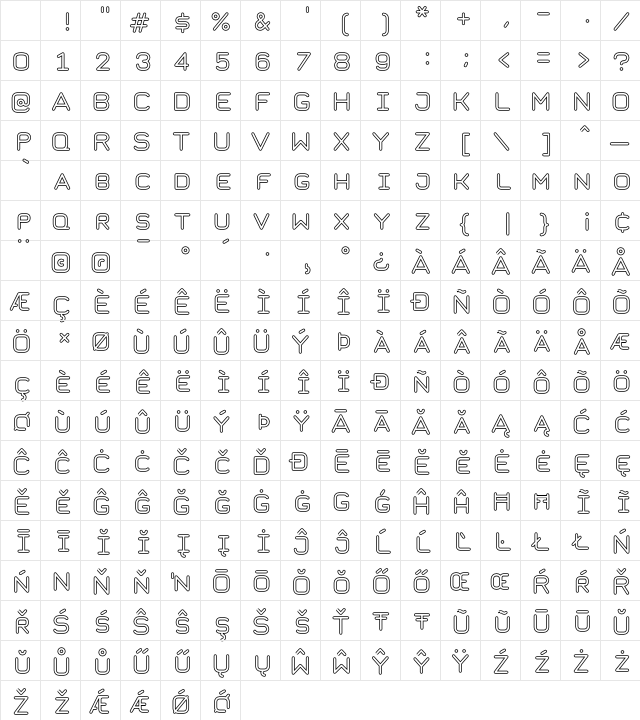 Taurus Mono Outline Regular Character Map Taurus Mono Outline Regular Character Map