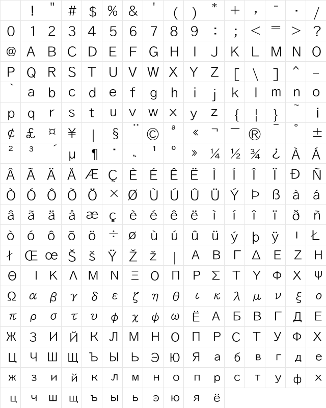 TBGothicSL Std C8 Character Map