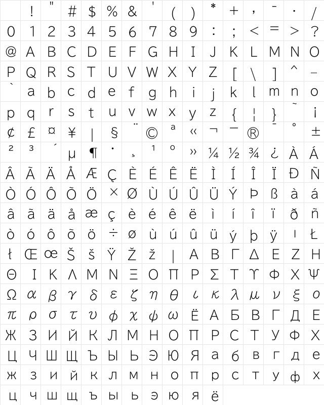 TBUDGothic Std SL Character Map TBUDGothic Std SL Character Map