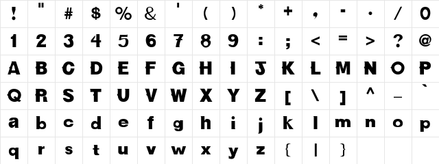 NewBold Regular Character Map