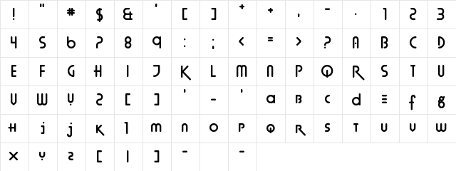 Techno Agony Regular Character Map Techno Agony Regular Character Map
