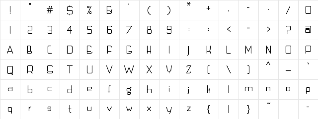 Techno LCD Regular Character Map
