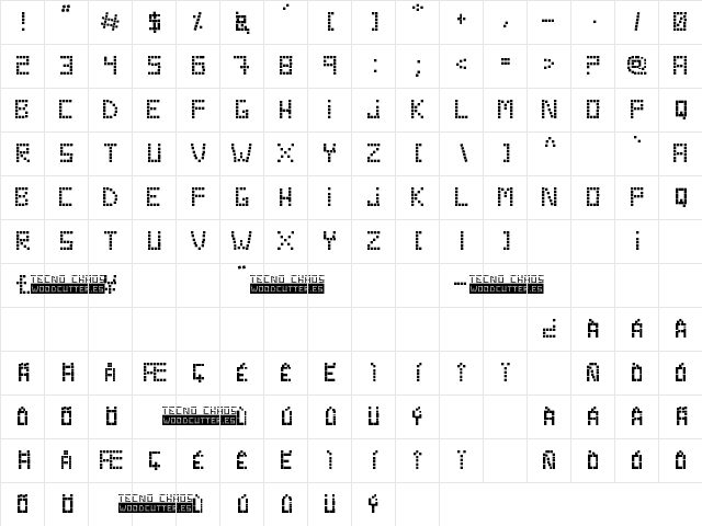 Tecno Chaos Regular Character Map Tecno Chaos Regular Character Map