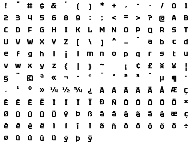 Tektur Bold Character Map
