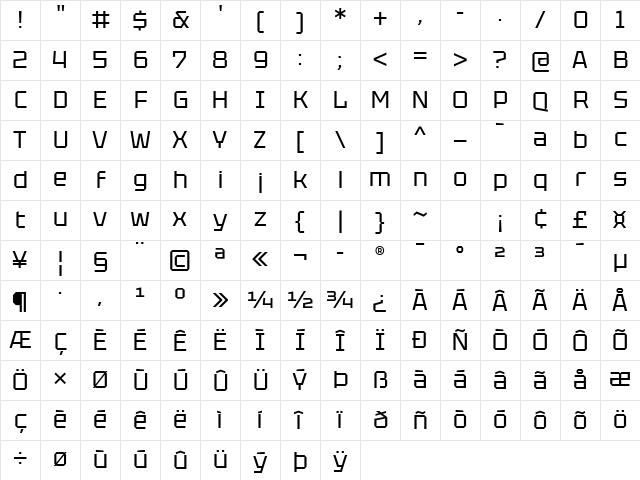 Tektur Regular Character Map