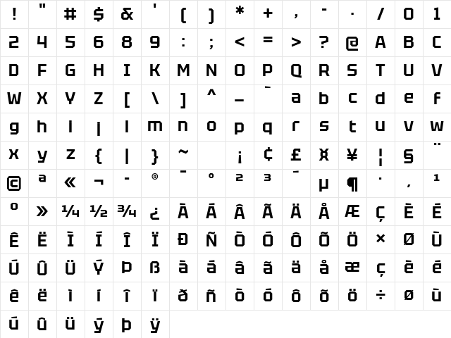Tektur SBold Regular Character Map Tektur SBold Regular Character Map