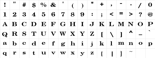 NewCenturySch 9 Regular Character Map