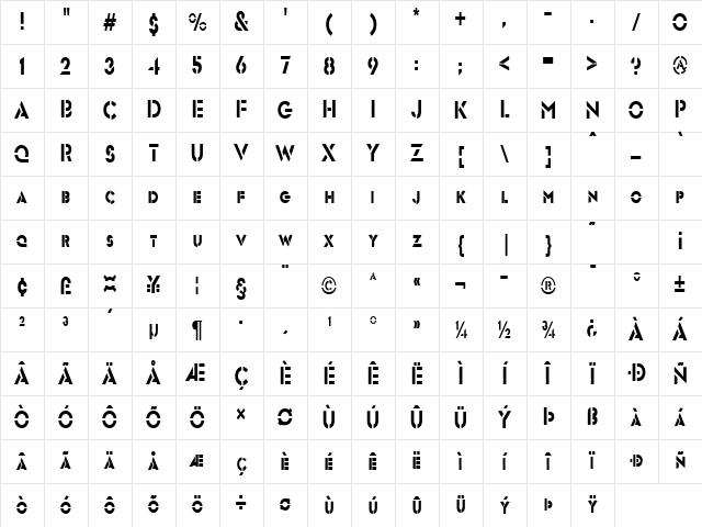 Templett-Condensed Normal Character Map Templett-Condensed Normal Character Map