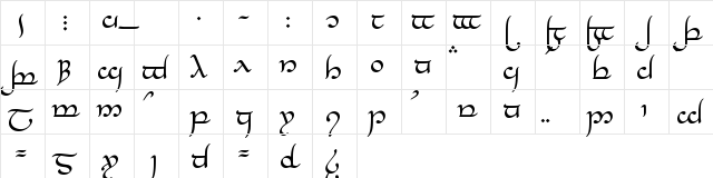 Tengwar-Elesil Medium Character Map