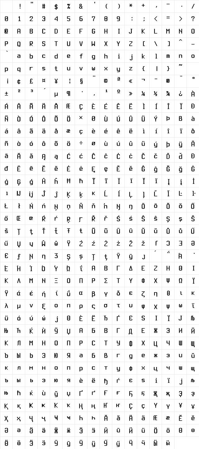 TerminessTTF Nerd Font Mono Bold Character Map TerminessTTF Nerd Font Mono Bold Character Map