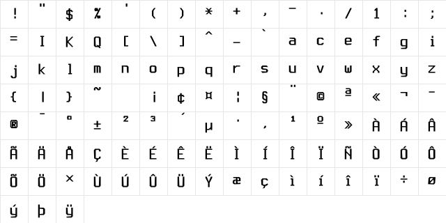 TerminessTTF Nerd Font Bold Character Map
