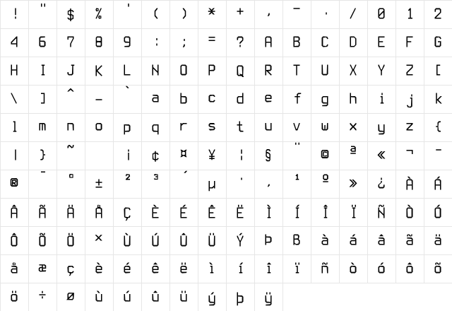 TerminessTTF Nerd Font Medium Character Map