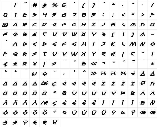 Terra Firma Expanded Italic Expanded Italic Character Map Terra Firma Expanded Italic Expanded Italic Character Map