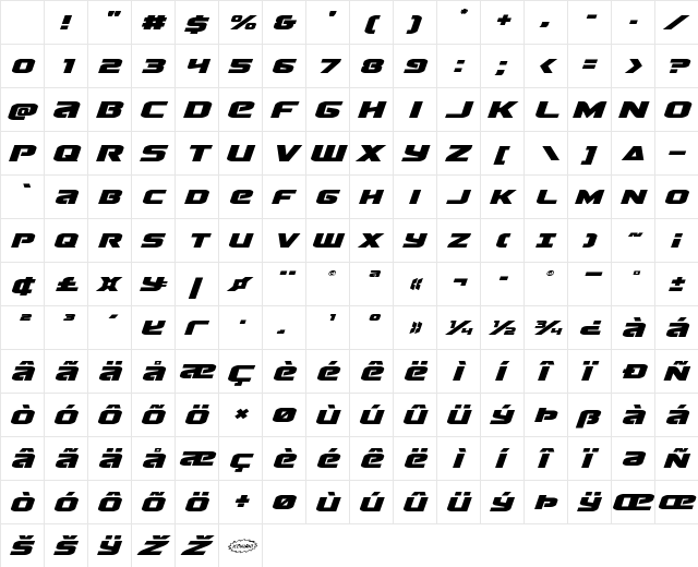 Terran Expanded Italic Expanded Italic Character Map Terran Expanded Italic Expanded Italic Character Map