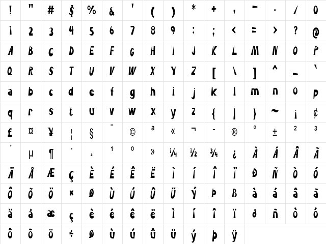 Terrier Condensed Regular Character Map
