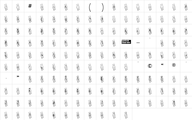 Terylene Top Regular Character Map Terylene Top Regular Character Map
