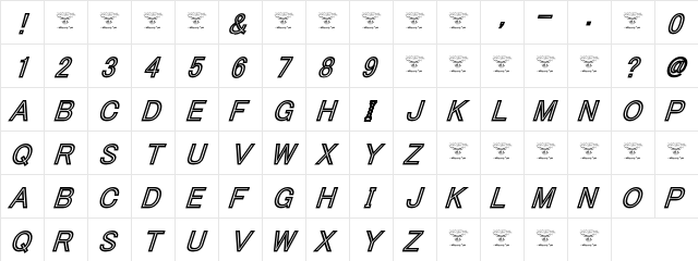 Tha Cool Kidz Black Italic Character Map