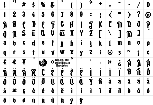 Thaleia Regular Character Map Thaleia Regular Character Map