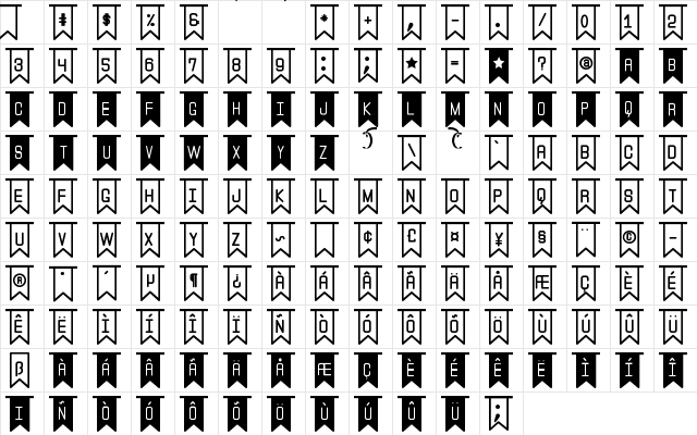 The Flaggy St Regular Character Map The Flaggy St Regular Character Map