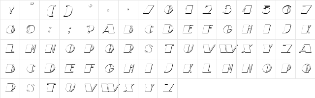 Theatrical Shadow Bold Italic Character Map
