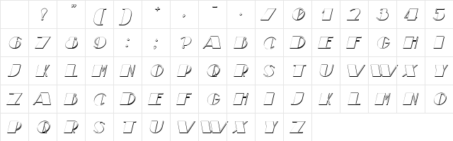 Theatrical Shadow Italic Character Map Theatrical Shadow Italic Character Map