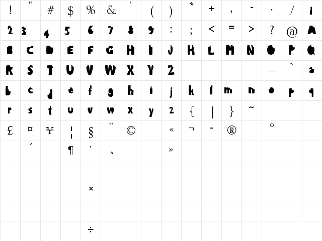 TheBite Regular Character Map
