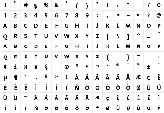 The Mix Bold- Bold Character Map