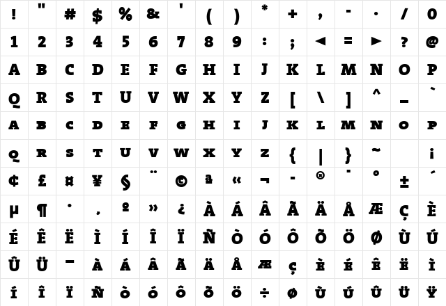 The Serif Black- Black Character Map