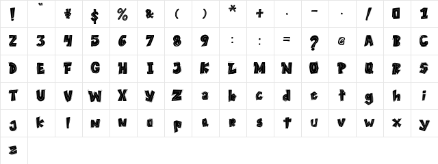 THEYGI Regular Character Map THEYGI Regular Character Map